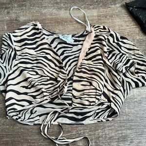 Princess Polly Zebra Print Front tie top